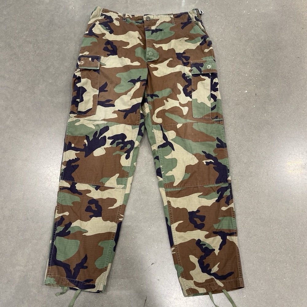 VTG US Military M81 Woodland Camo BDU Pants Large Regular Ripstop Cargo Army